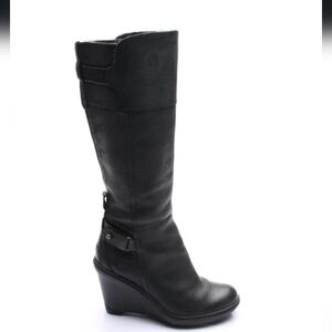 Timberland Black Leather Knee High wedge Boots sz 7.5